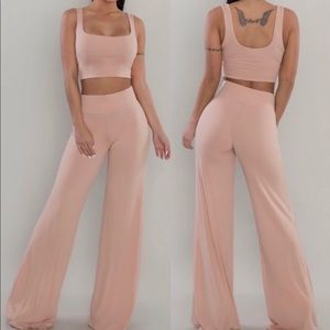 Double Layered Two Piece Set - Peach/Nude